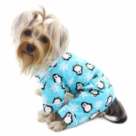 Penguins & Snowflake Flannel PJ with 2 Pockets (Turquoise) - L