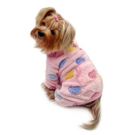Ultra Plush Colorful Hearts Turtleneck Pajamas - Pink - XS