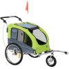 Aosom Dog Bike Trailer 2-In-1 Pet Stroller with Canopy Storage Pockets Green