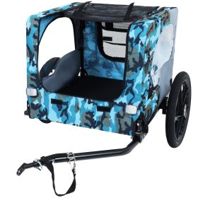 Outdoor Heavy Duty Collapsible Pet Bike Trailer with 16-Inch All-Terrain Wheels & Universal Hitch – Foldable Dog/Cargo Carrier Cart for Bicycles, blue