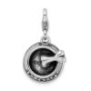 Amore La Vita Sterling Silver Rhodium-plated Polished 3-D Dog Bowl and Bone Charm with Fancy Lobster Clasp