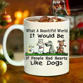 [Inspirational Dog-Themed Mug] White 11oz Inspirational Ceramic Coffee Mug - Humorous Quote & Festive Decor