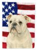 White English Bulldog American Flag Garden Flag Mailbox Flag Decorative Yard Flag Banner Outside Patio Artwork Yard Flower Beds, Garden Size