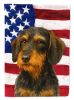 Wirehaired Black and Tan Dachshund American Flag Garden Flag Mailbox Flag Decorative Yard Flag Banner Outside Patio Artwork Yard Flower Beds