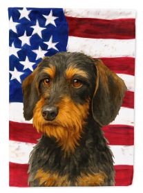 Wirehaired Black and Tan Dachshund American Flag Garden Flag Mailbox Flag Decorative Yard Flag Banner Outside Patio Artwork Yard Flower Beds