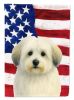 White with Gray Coton de Tulear American Flag Garden Flag Mailbox Flag Decorative Yard Flag Banner Outside Patio Artwork Yard Flower Beds, Garden Size