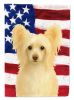 Cream and White Powderpuff Chinese Crested American Flag Garden Flag Mailbox Flag Decorative Yard Flag Banner Outside Patio Artwork Yard Flower Beds