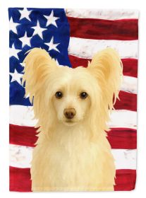 Cream and White Powderpuff Chinese Crested American Flag Garden Flag Mailbox Flag Decorative Yard Flag Banner Outside Patio Artwork Yard Flower Beds