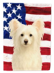 White Powderpuff Chinese Crested American Flag Garden Flag Mailbox Flag Decorative Yard Flag Banner Outside Patio Artwork Yard Flower Beds