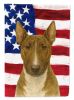 Brindle and White Bull Terrier American Flag Garden Flag Mailbox Flag Decorative Yard Flag Banner Outside Patio Artwork Yard Flower Beds, Garden Size