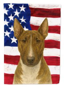 Brindle and White Bull Terrier American Flag Garden Flag Mailbox Flag Decorative Yard Flag Banner Outside Patio Artwork Yard Flower Beds, Garden Size