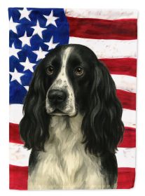 Black and White English Springer Spaniel American Flag Garden Flag Mailbox Flag Decorative Yard Flag Banner Outside Patio Artwork Yard Flower Beds