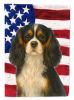 Tricolor Cavalier Spaniel American Flag Garden Flag Mailbox Flag Decorative Yard Flag Banner Outside Patio Artwork Yard Flower Beds, Garden Size