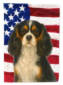 Tricolor Cavalier Spaniel American Flag Garden Flag Mailbox Flag Decorative Yard Flag Banner Outside Patio Artwork Yard Flower Beds, Garden Size
