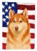 Red and White Siberian Husky American Flag Garden Flag Mailbox Flag Decorative Yard Flag Banner Outside Patio Artwork Yard Flower Beds, Garden Size
