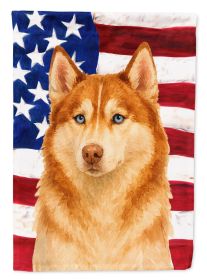 Red and White Siberian Husky American Flag Garden Flag Mailbox Flag Decorative Yard Flag Banner Outside Patio Artwork Yard Flower Beds, Garden Size
