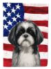 Black and White Shih Tzu American Flag Garden Flag Mailbox Flag Decorative Yard Flag Banner Outside Patio Artwork Yard Flower Beds, Garden Size