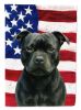 Black Staffordshire Bull Terrier American Flag Garden Flag Mailbox Flag Decorative Yard Flag Banner Outside Patio Artwork Yard Flower Beds