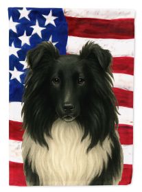 Black and White Sheltie American Flag Garden Flag Mailbox Flag Decorative Yard Flag Banner Outside Patio Artwork Yard Flower Beds, Garden Size