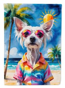 Chinese Crested Summer Beach Time Garden Flag Mailbox Flag Decorative Yard Flag Banner Outside Patio Artwork Yard Flower Beds, Garden Size, Multicolor