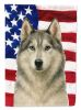 Gray and White Siberian Husky American Flag Garden Flag Mailbox Flag Decorative Yard Flag Banner Outside Patio Artwork Yard Flower Beds, Garden Size