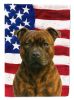 Brindle Staffordshire Bull Terrier American Flag Garden Flag Mailbox Flag Decorative Yard Flag Banner Outside Patio Artwork Yard Flower Beds