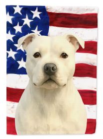 White Staffordshire Bull Terrier American Flag Garden Flag Mailbox Flag Decorative Yard Flag Banner Outside Patio Artwork Yard Flower Beds