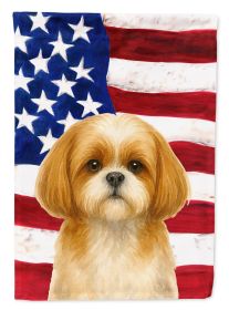 Gold and White Shih Tzu American Flag Garden Flag Mailbox Flag Decorative Yard Flag Banner Outside Patio Artwork Yard Flower Beds, Garden Size