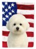Bichon Frise American Flag Garden Flag Mailbox Flag Decorative Yard Flag Banner Outside Patio Artwork Yard Flower Beds, Garden Size, Multicolor