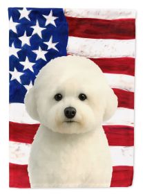 Bichon Frise American Flag Garden Flag Mailbox Flag Decorative Yard Flag Banner Outside Patio Artwork Yard Flower Beds, Garden Size, Multicolor