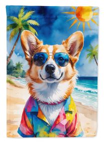 Corgi Summer Beach Time Garden Flag Mailbox Flag Decorative Yard Flag Banner Outside Patio Artwork Yard Flower Beds, Garden Size, Multicolor