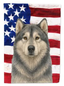 Gray and White Alaskan Malamute American Flag Garden Flag Mailbox Flag Decorative Yard Flag Banner Outside Patio Artwork Yard Flower Beds, Garden Size