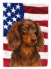 Longhaired Chocolate and Tan Dachshund American Flag Garden Flag Mailbox Flag Decorative Yard Flag Banner Outside Patio Artwork Yard Flower Beds