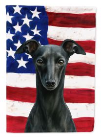Black Italian Greyhound American Flag Garden Flag Mailbox Flag Decorative Yard Flag Banner Outside Patio Artwork Yard Flower Beds, Garden Size