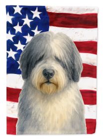 Gray and White Old English Sheepdog American Flag Garden Flag Mailbox Flag Decorative Yard Flag Banner Outside Patio Artwork Yard Flower Beds