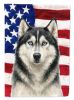 Black and White Siberian Husky American Flag Garden Flag Mailbox Flag Decorative Yard Flag Banner Outside Patio Artwork Yard Flower Beds, Garden Size