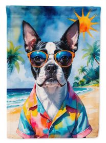 Boston Terrier Summer Beach Time Garden Flag Mailbox Flag Decorative Yard Flag Banner Outside Patio Artwork Yard Flower Beds, Garden Size, Multicolor