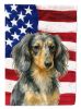 Longhaired Dapple Dachshund American Flag Garden Flag Mailbox Flag Decorative Yard Flag Banner Outside Patio Artwork Yard Flower Beds, Garden Size