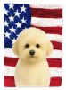 White and Cream Bichon Frise American Flag Garden Flag Mailbox Flag Decorative Yard Flag Banner Outside Patio Artwork Yard Flower Beds, Garden Size