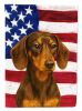 Chocolate and Tan Dachshund American Flag Garden Flag Mailbox Flag Decorative Yard Flag Banner Outside Patio Artwork Yard Flower Beds, Garden Size