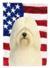 White Lhasa Apso American Flag Garden Flag Mailbox Flag Decorative Yard Flag Banner Outside Patio Artwork Yard Flower Beds, Garden Size, Multicolor