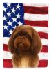 Liver Shih Tzu American Flag Garden Flag Mailbox Flag Decorative Yard Flag Banner Outside Patio Artwork Yard Flower Beds, Garden Size, Multicolor