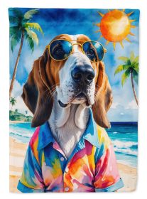 Basset Hound Summer Beach Time Garden Flag Mailbox Flag Decorative Yard Flag Banner Outside Patio Artwork Yard Flower Beds, Garden Size, Multicolor