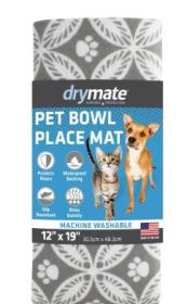 Drymate Pet Bowl Placemat, Dog & Cat Food Feeding Mat (12" x 19") - Absorbent Fabric, Waterproof Backing, Slip-Resistant, Machine Washable