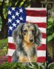 Longhaired Dapple Dachshund American Flag Garden Flag Mailbox Flag Decorative Yard Flag Banner Outside Patio Artwork Yard Flower Beds, Garden Size