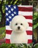 Bichon Frise American Flag Garden Flag Mailbox Flag Decorative Yard Flag Banner Outside Patio Artwork Yard Flower Beds, Garden Size, Multicolor