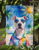 Pit Bull Terrier Summer Beach Time Garden Flag Mailbox Flag Decorative Yard Flag Banner Outside Patio Artwork Yard Flower Beds, Garden Size