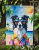 Border Collie Summer Beach Time Garden Flag Mailbox Flag Decorative Yard Flag Banner Outside Patio Artwork Yard Flower Beds, Garden Size, Multicolor