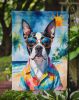 Boston Terrier Summer Beach Time Garden Flag Mailbox Flag Decorative Yard Flag Banner Outside Patio Artwork Yard Flower Beds, Garden Size, Multicolor