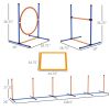 PawHut Dog Agility Training Equipment Set, 4 Pcs with Weave Poles, Adjustable Hurdle, Jumping Ring, Pause Box, Orange